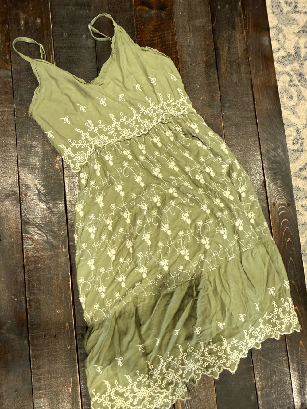 Jessica Simpson xsmall Embroidered Olive Green Women's Slip Dress